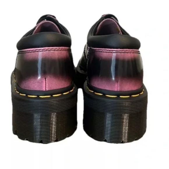 DR. Doc Martens 8053 Distressed Leather Quad Platform Oxford Shoe Black Pink W5 - Picture 5 of 5